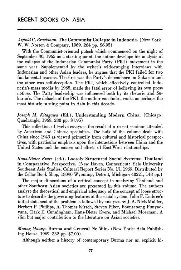 First page of Recent Books on Asia