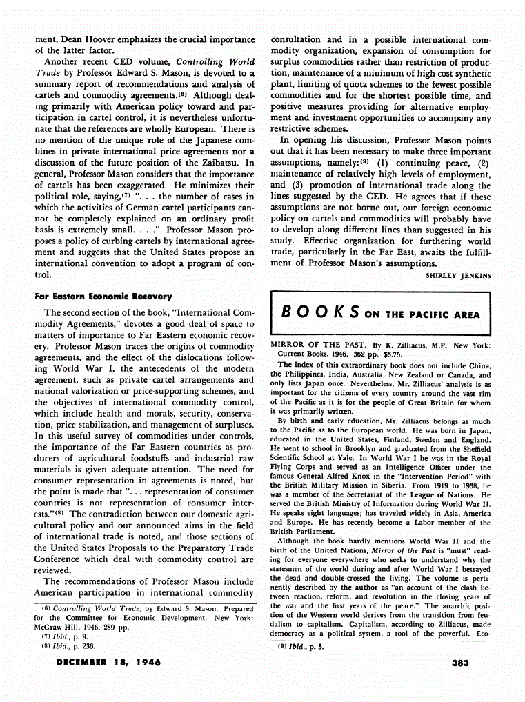 First page of Review: <italic>Mirror of the Past</italic>, by K. Zilliacus