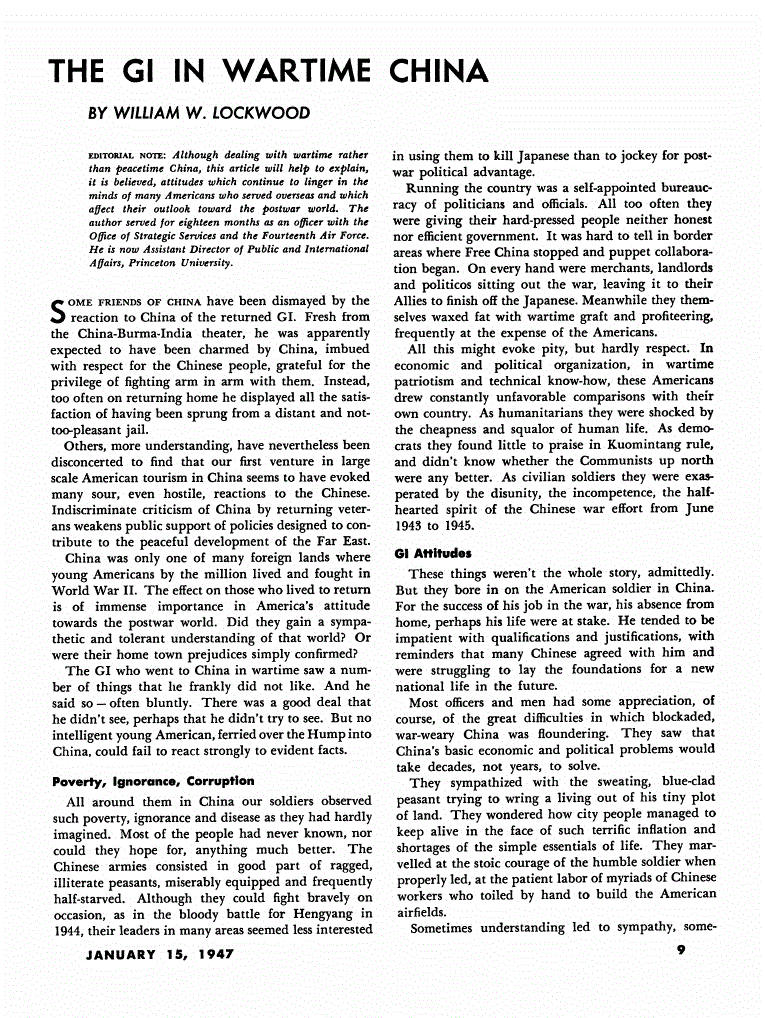 First page of The GI in Wartime China