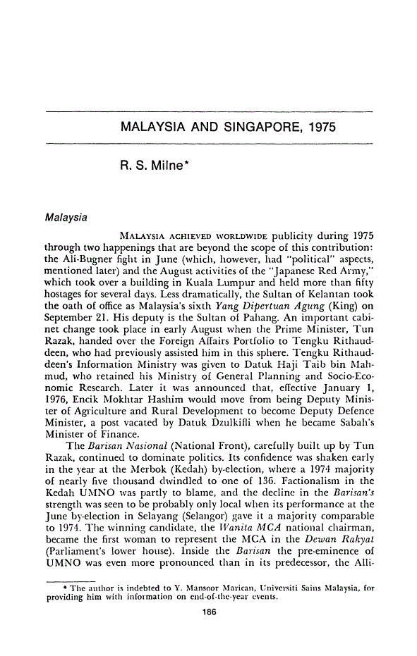 First page of Malaysia and Singapore, 1975