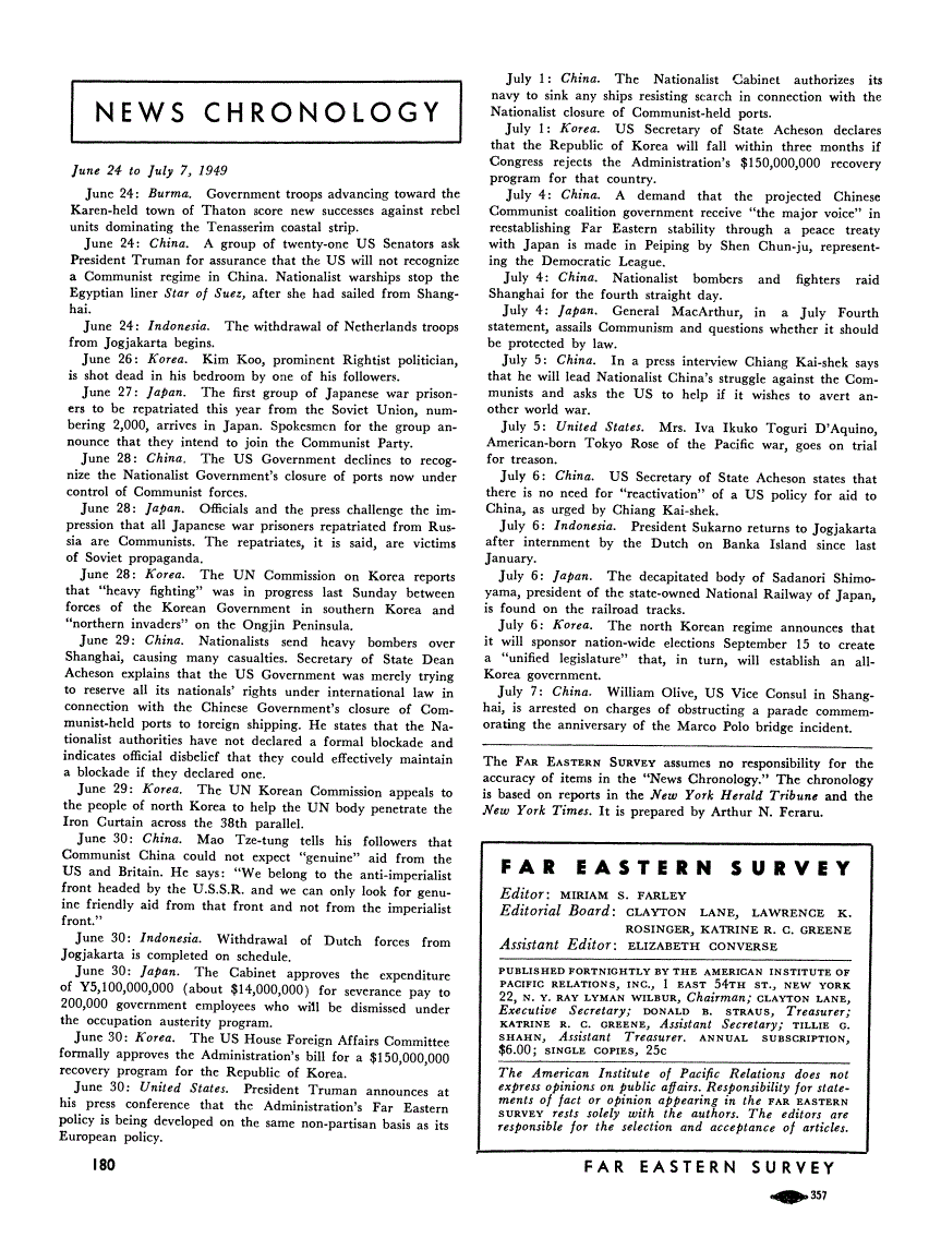 First page of News Chronology