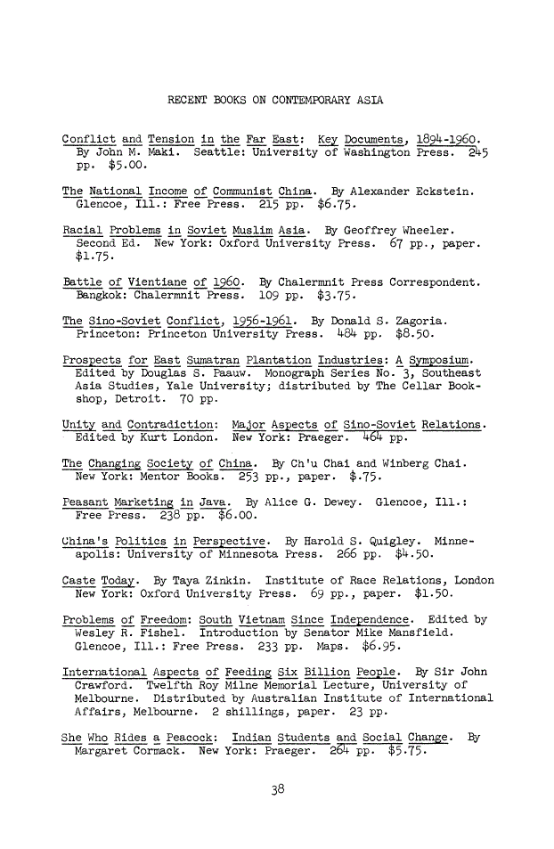 First page of Recent Books on Contemporary Asia