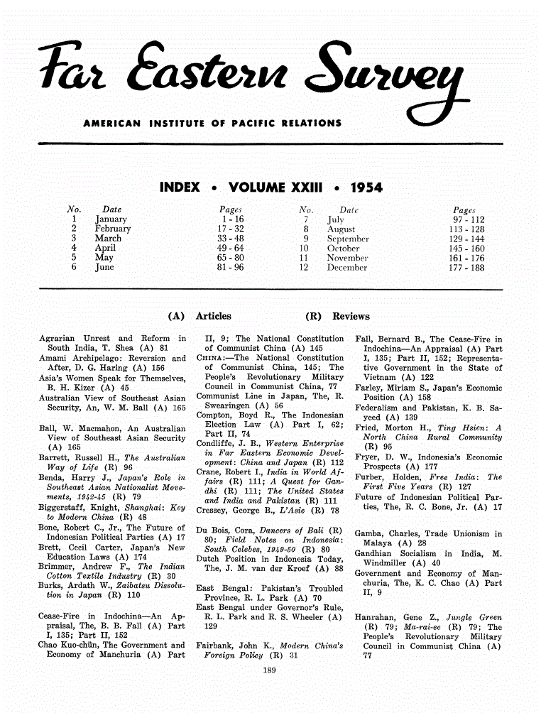 First page of Volume Information