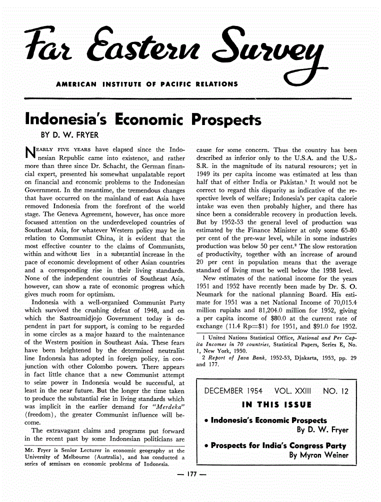 First page of Indonesia's Economic Prospects