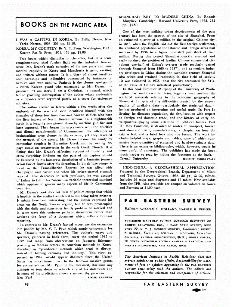 First page of Review: <italic>Shanghai: Key to Modern China</italic>, by Rhoads Murphey