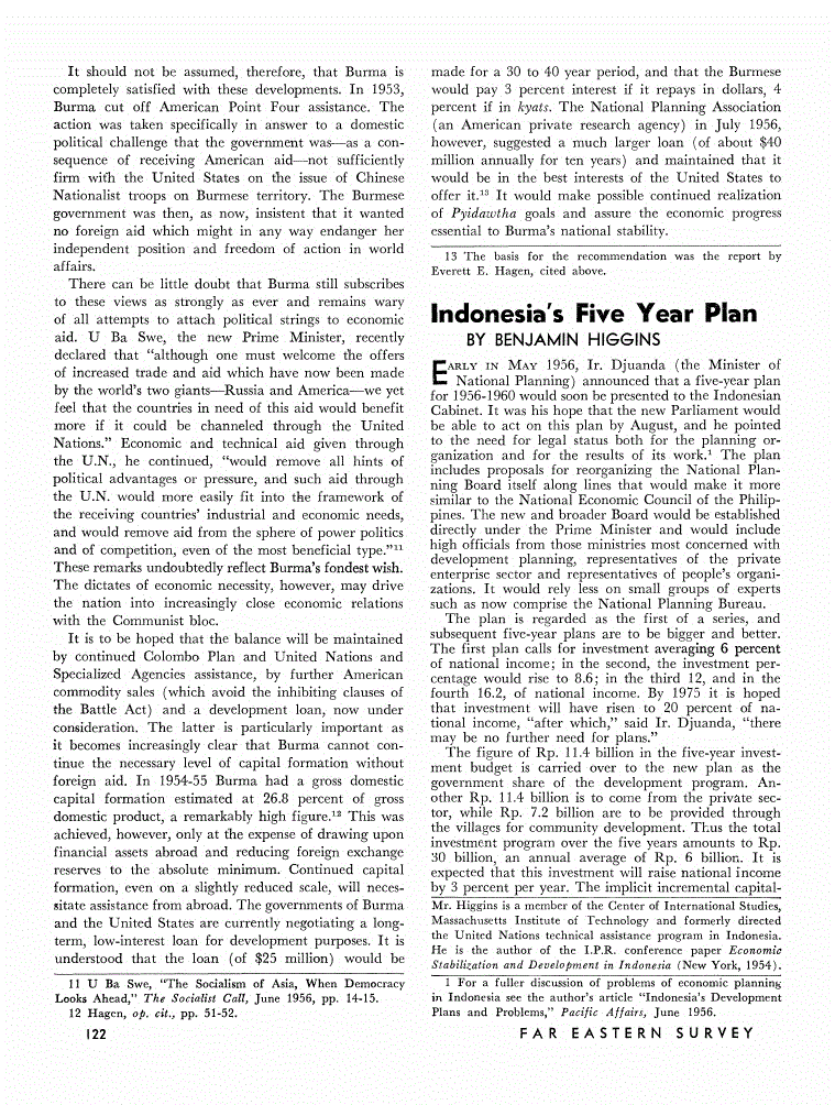 First page of Indonesia's Five Year Plan