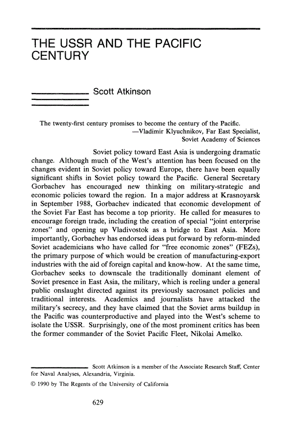 citation scott atkinson; the ussr and the pacific century.