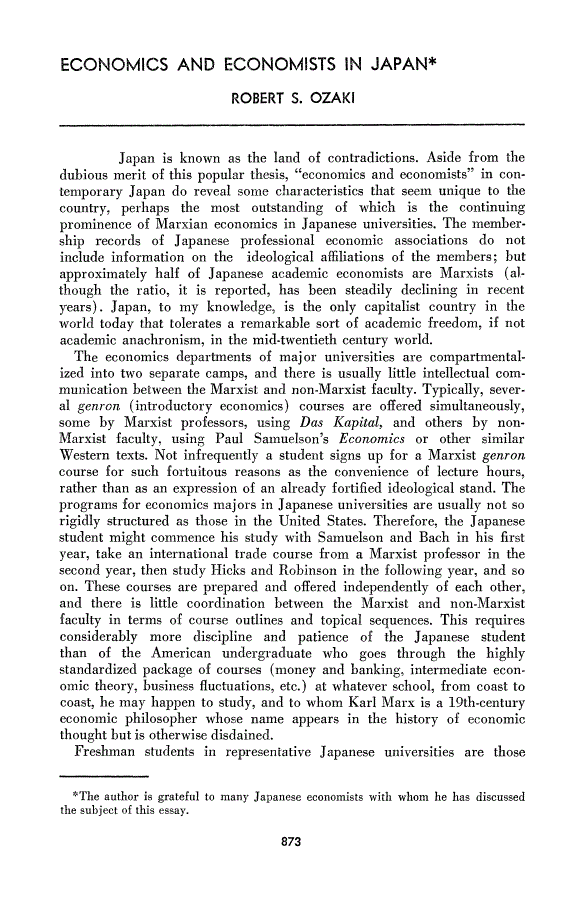 First page of Economics and Economists in Japan