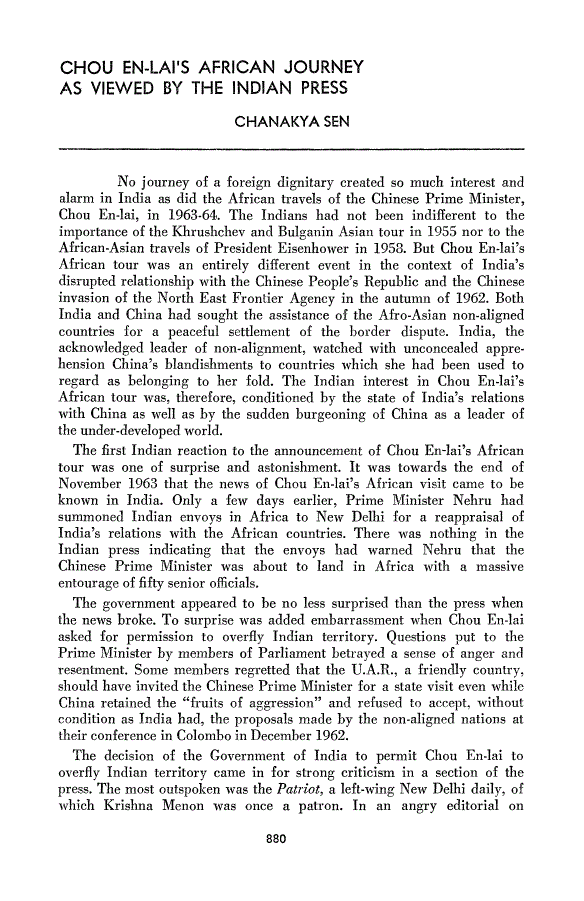 First page of Chou En-Lai's African Journey as Viewed by the Indian Press