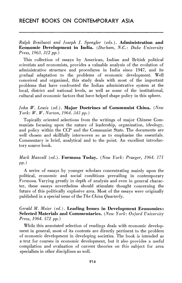 First page of Recent Books on Contemporary Asia