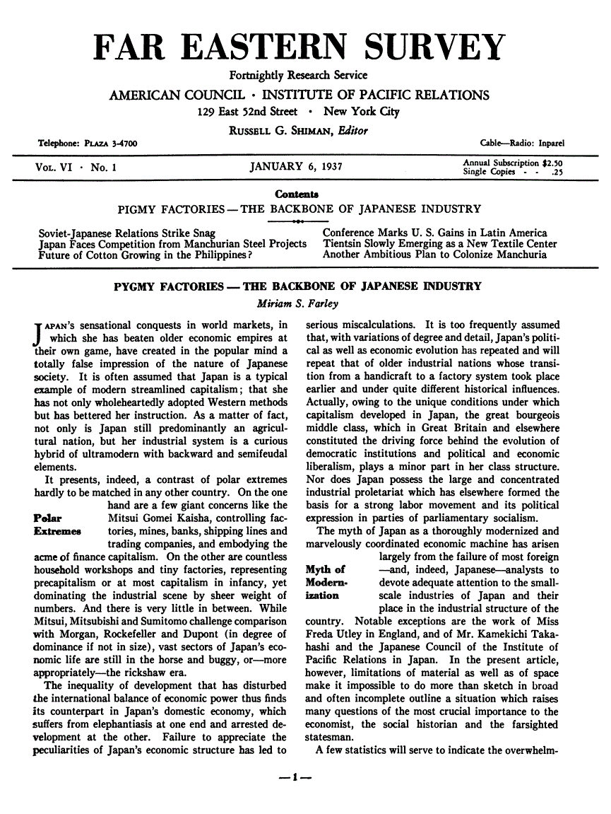 First page of  Pygmy Factories--The Backbone of Japanese Industry
