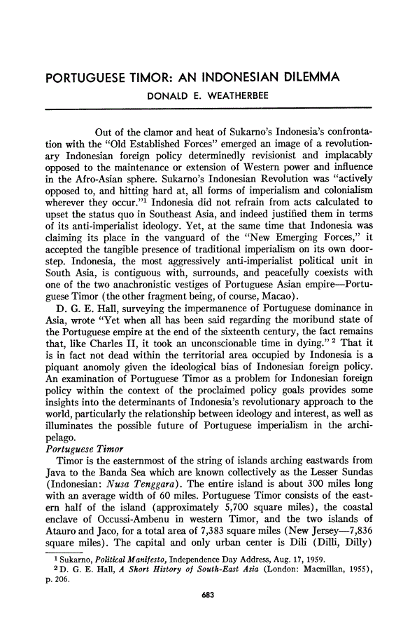 First page of Portuguese Timor: An Indonesian Dilemma