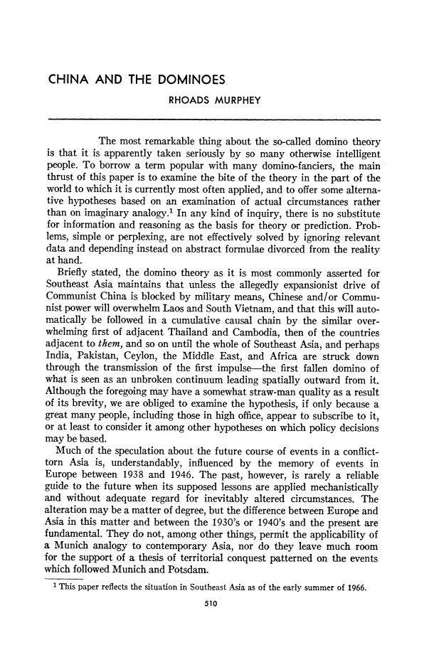 First page of China and the Dominoes