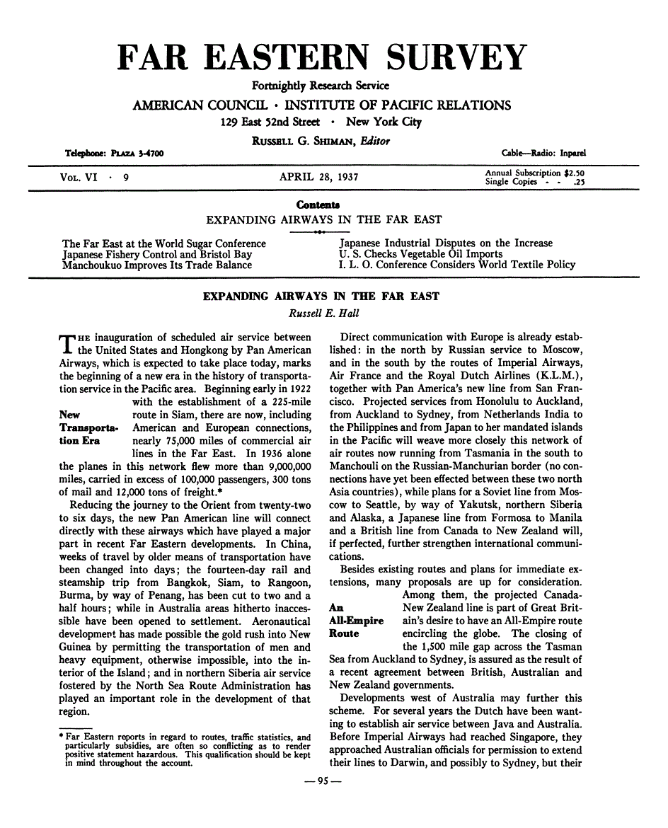 First page of Expanding Airways in the Far East