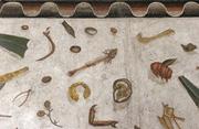 Section of an “unswept house” mosaic which expands to encompass a Nilotic frieze and theater-masks. Restored second-century CE version from the Aventine Hill in Rome of a second-century BCE original, glass and colored marble, 4.05 m × 4.05 m. Museo Gregoriano Profano, inv. no. 10132. Photo: © Eric Vandeville / akg-images.