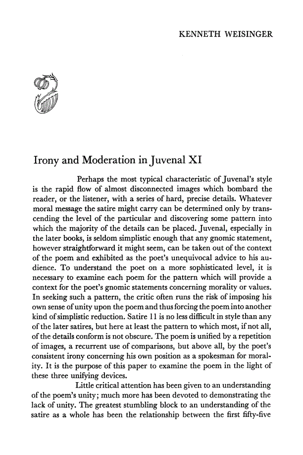 First page of Irony and Moderation in Juvenal XI