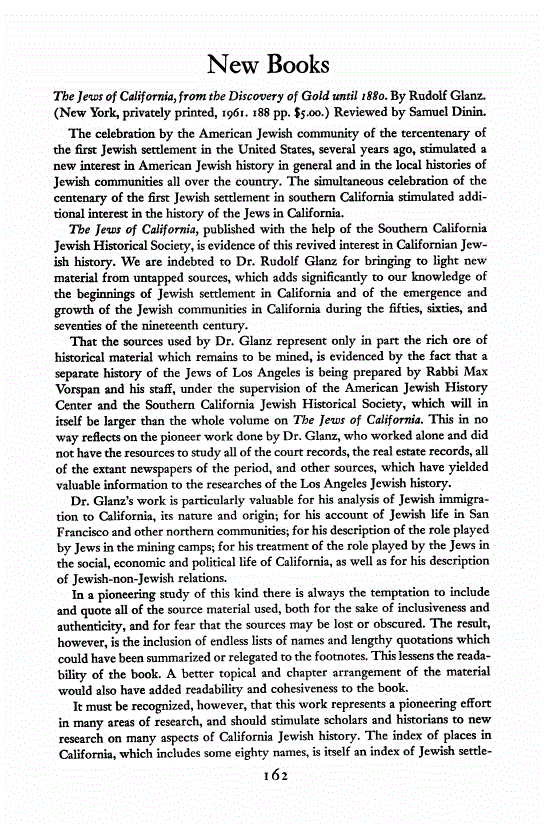 First page of Review: <italic>The Jews of California, from the Discovery of Gold until 1880</italic>, by Rudolf Glanz