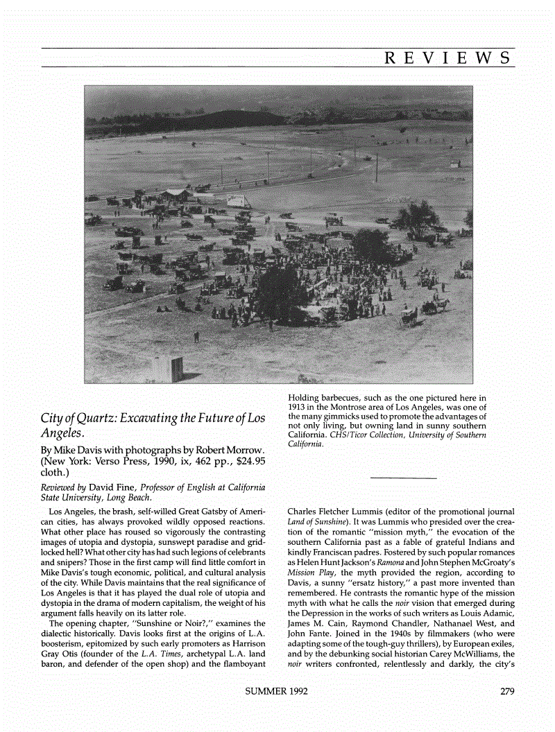 First page of Review: <italic>City of Quartz: Excavating the Future of Los Angeles</italic>, by Mike Davis