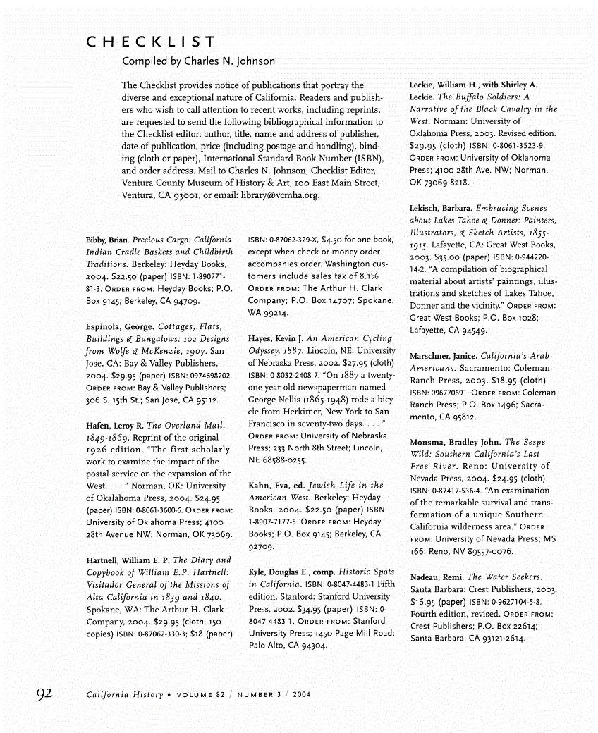 First page of Checklist