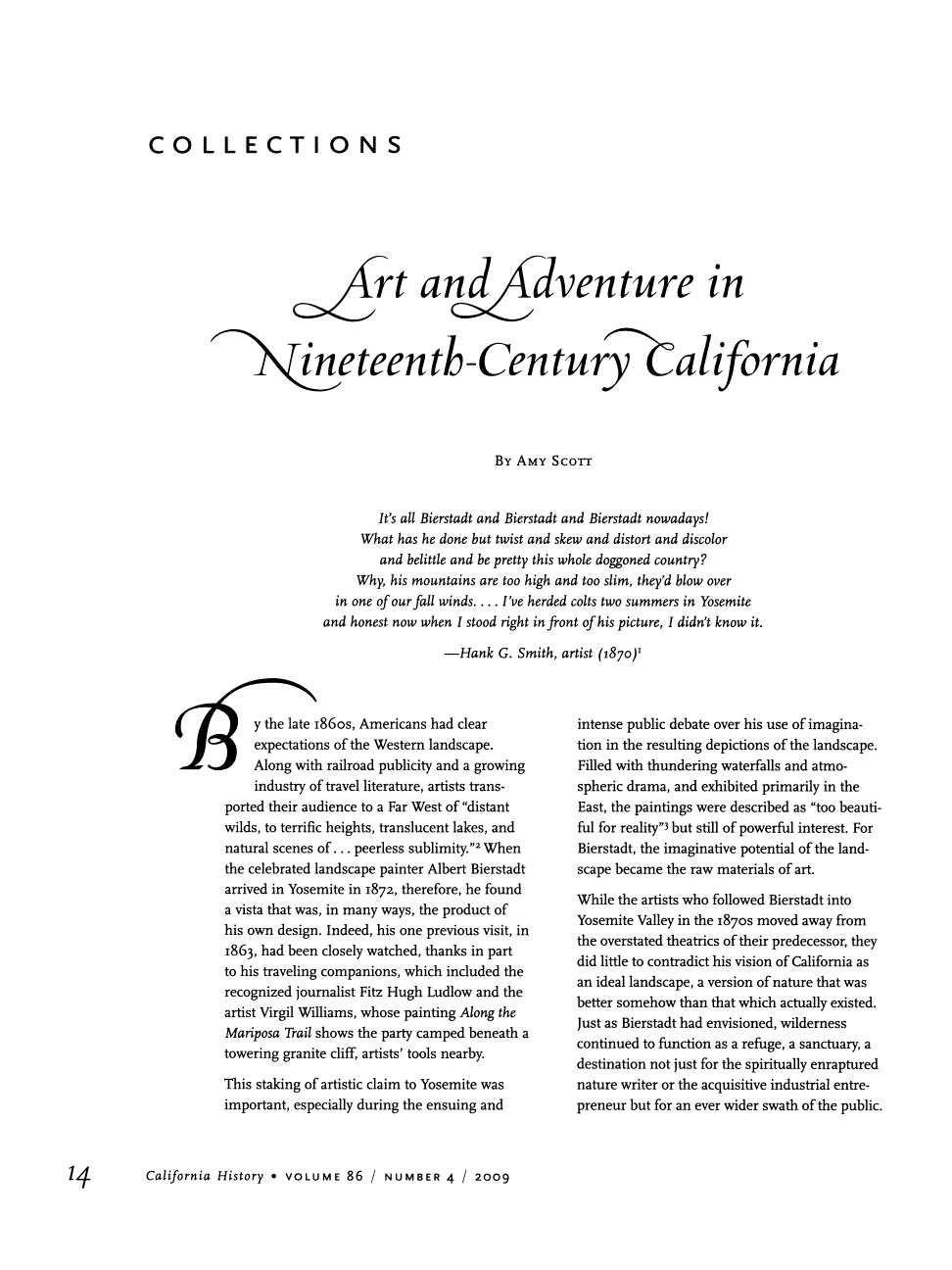 First page of Collections: Art and Adventure in Nineteenth-Century California