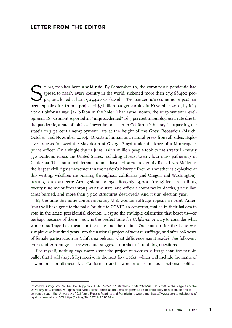 First page of Letter from the Editor