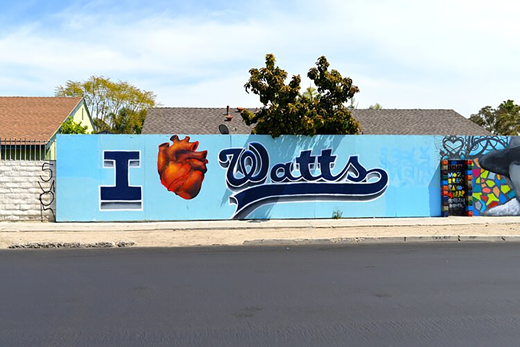 Student-curator Axel Montes Salazar photographed this mural at Graham Avenue and 103rd Street in Watts.
