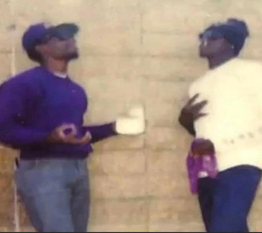 Daude and Frank Miles (aka Ratman/Ziggy) in Washington Village, aka “The Bluegates,” Watts, 1987.