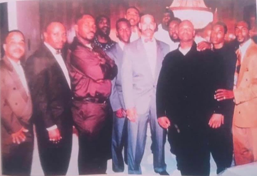 Gang members participating in truce talks at Minister Louis Farrakhan’s home, Chicago, Illinois, 1992.