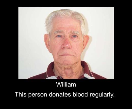 Figure 1. Example stimulus consisting of a face, name, and sentence indicating positive behavior. Actual stimuli were presented in color.