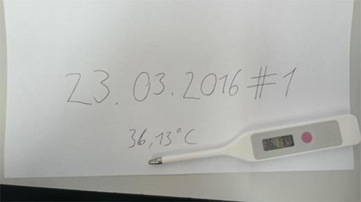 Figure 2. HPP Thermometer. An example picture of a thermometer uploaded to Qualtrics.