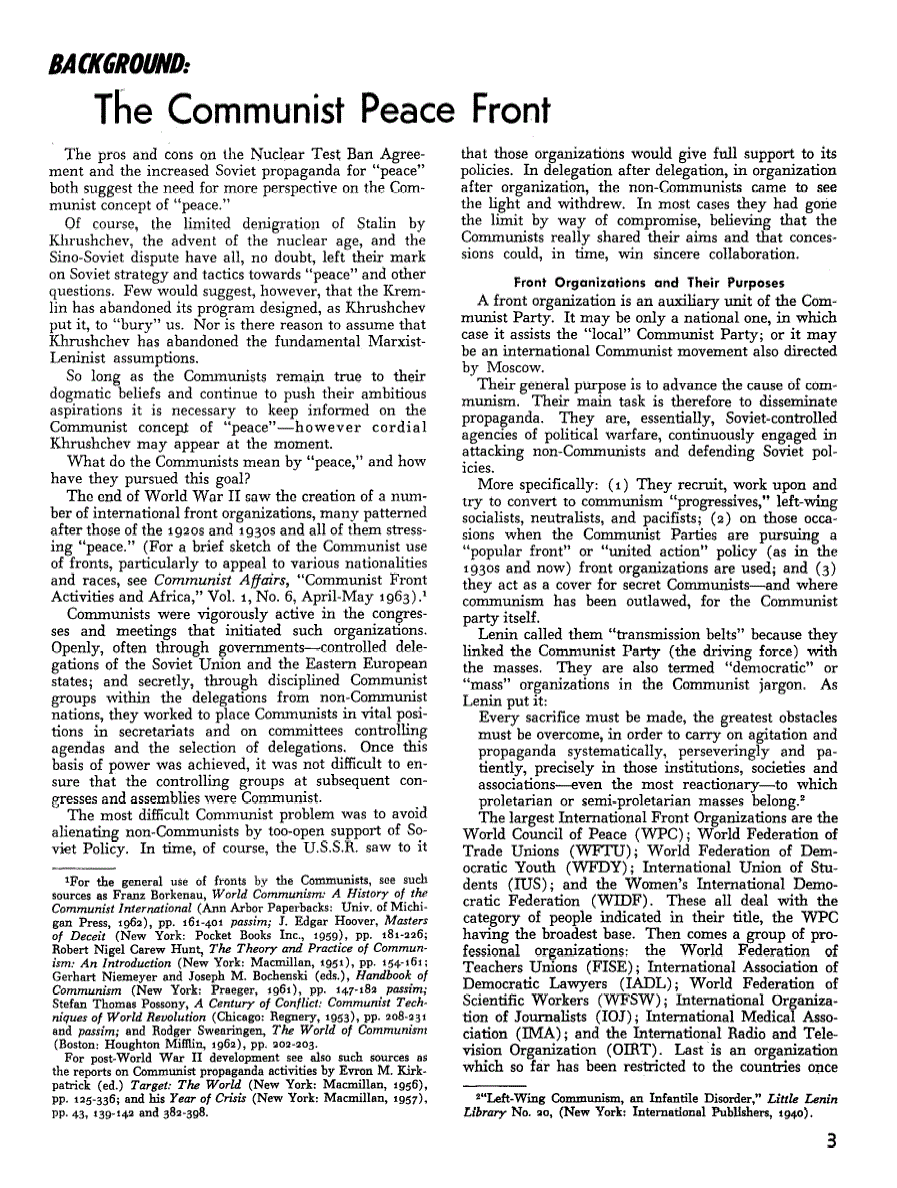 First page of Background: The Communist Peace Front