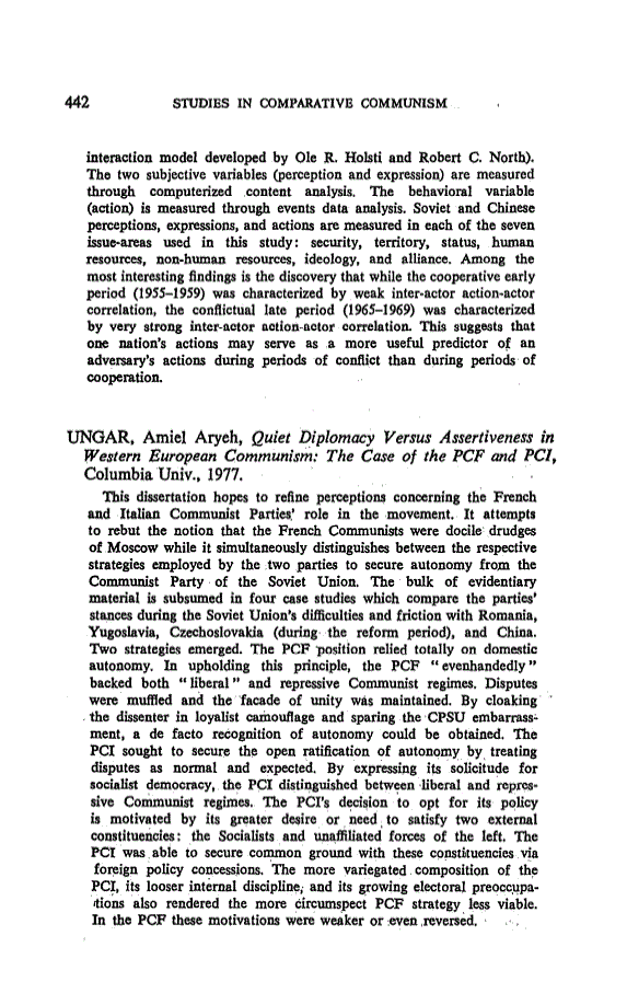 First page of Quiet diplomacy versus assertiveness in Western European communism: The case of the PCF and PCI