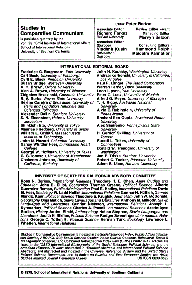 First page of Editorial Board