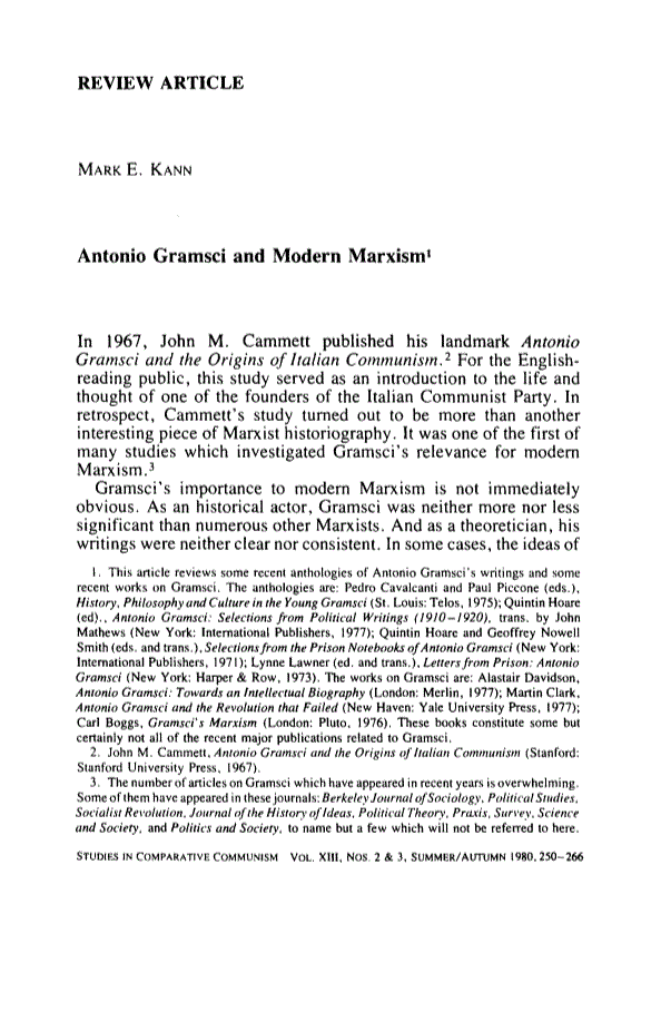 First page of Review: Antonio Gramsci and modern Marxism