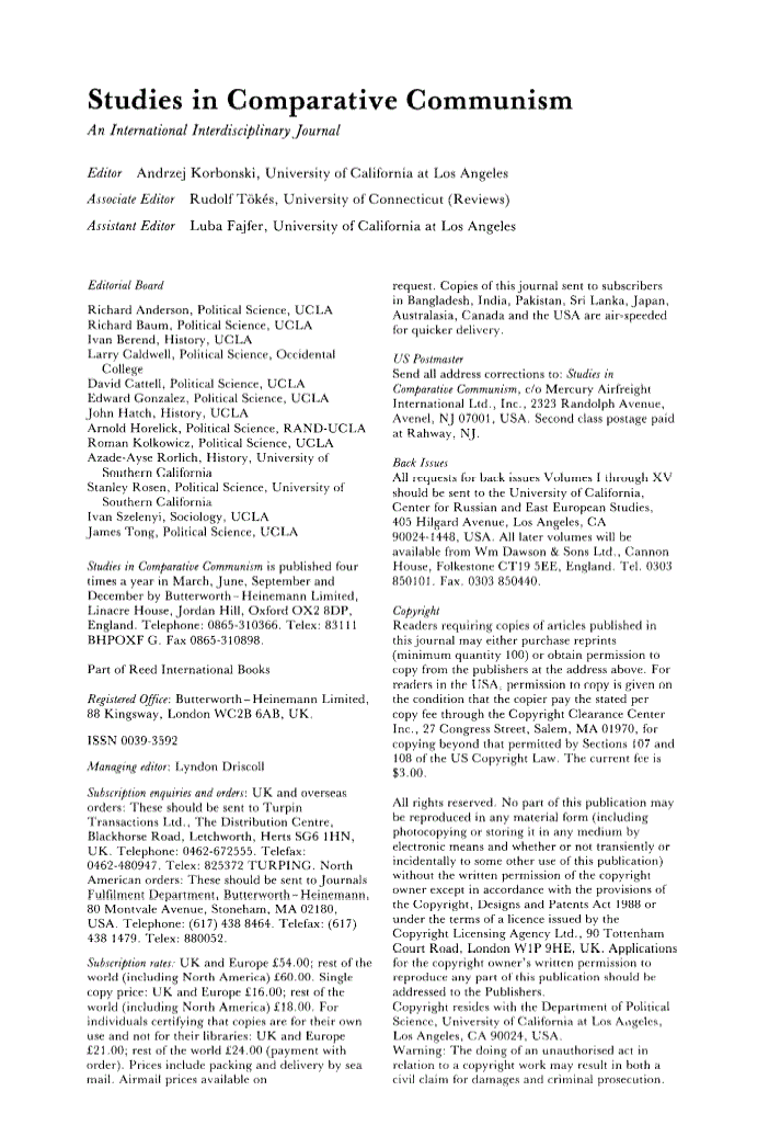 First page of Editorial Board