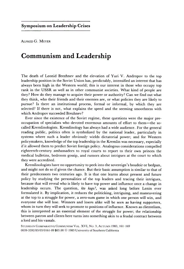 First page of Communism and Leadership