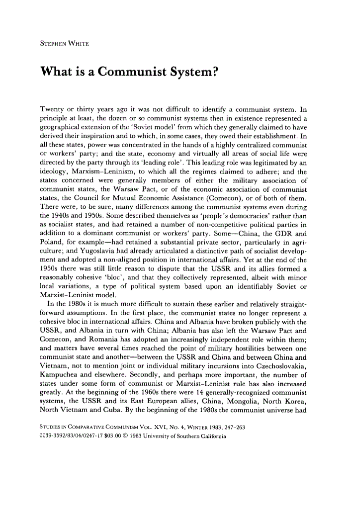 First page of What is a Communist System?