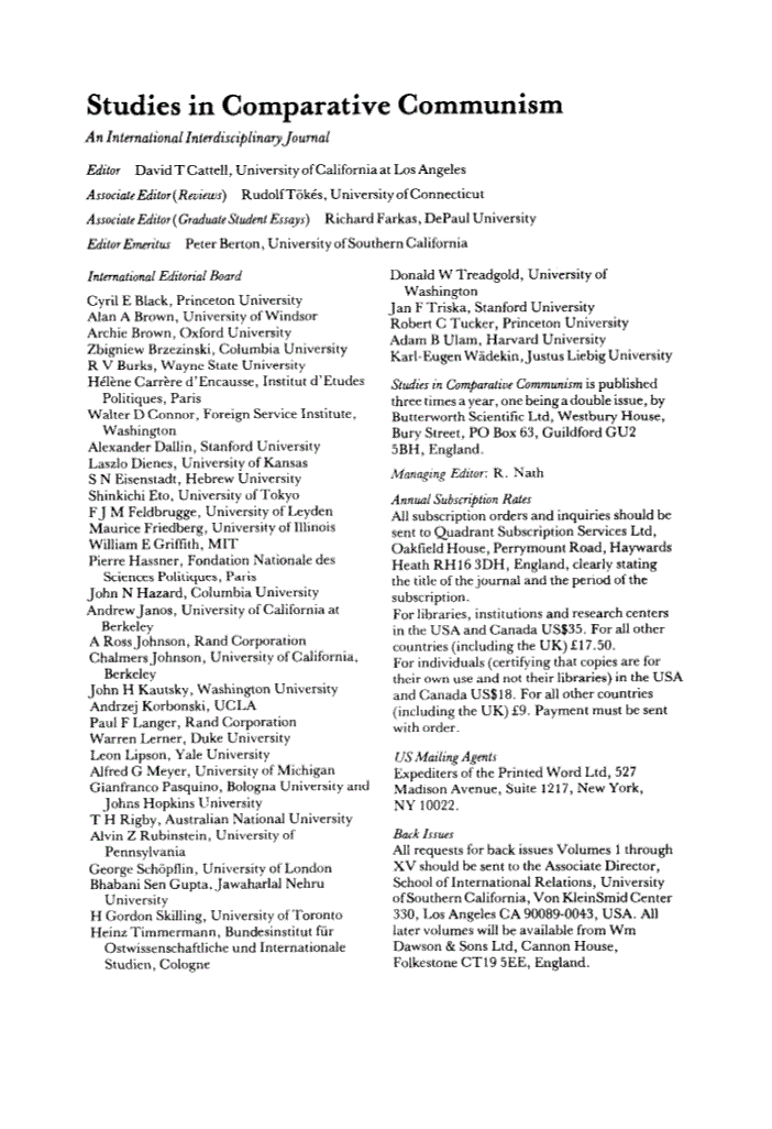 First page of International Editorial Board