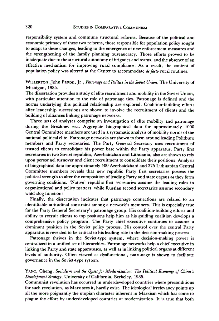 First page of Patronage and Politics in the Soviet Union