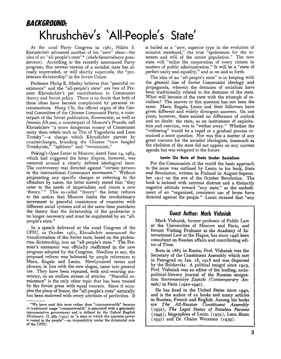 First page of Background: Khrushchév's ‘All-people's state’