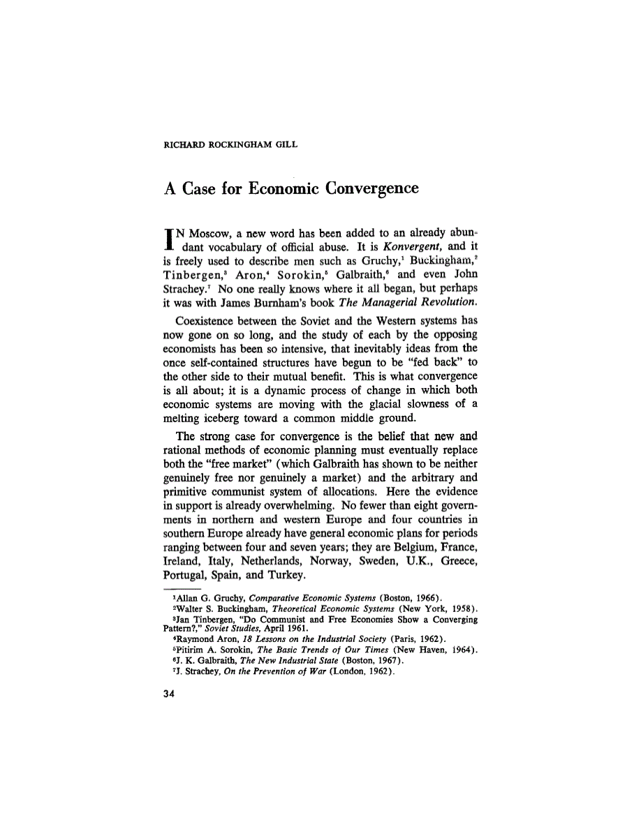 First page of A case for economic convergence