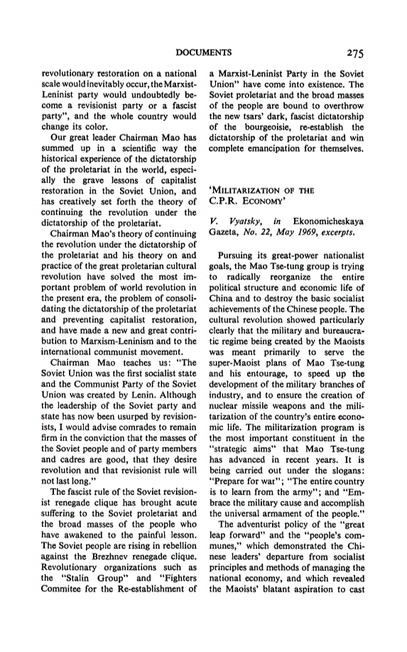 First page of Militarization of the C.P.R. Economy