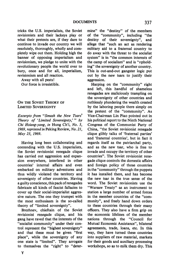 First page of On the Soviet theory of limited sovereignty