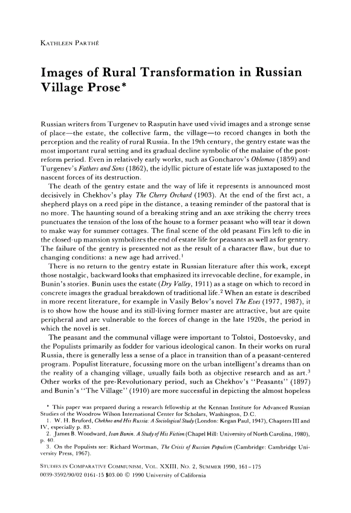 First page of Images of Rural Transformation in Russian Village Prose