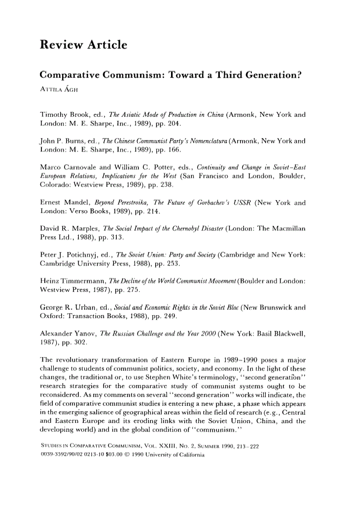 First page of Review: The Decline of the World Communist Movement