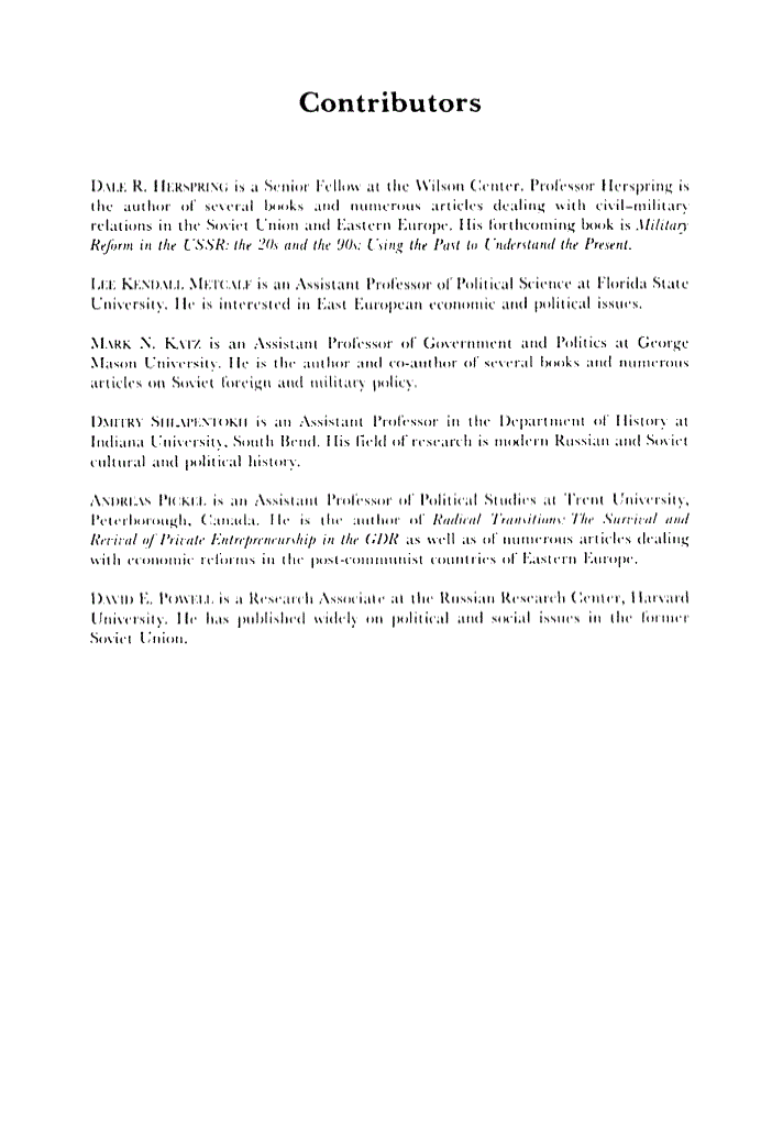 First page of Contributors