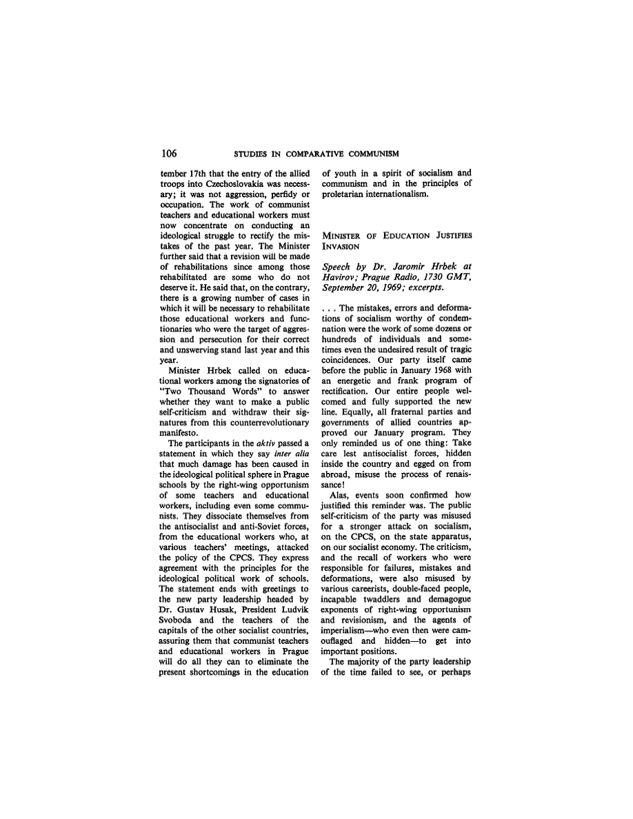 First page of Document: Minister of Education Justifies Invasion