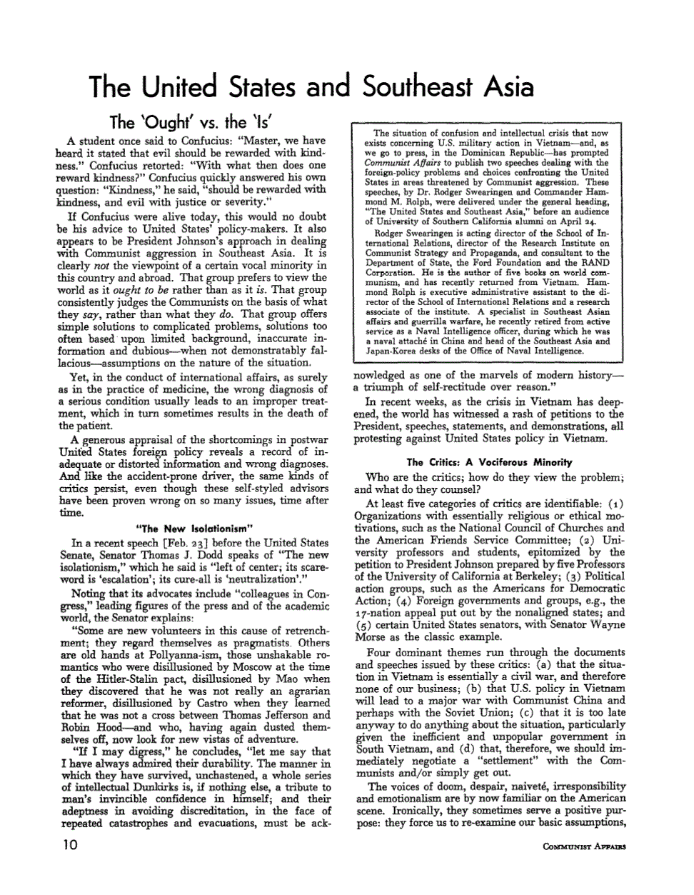 First page of The United States and Southeast Asia