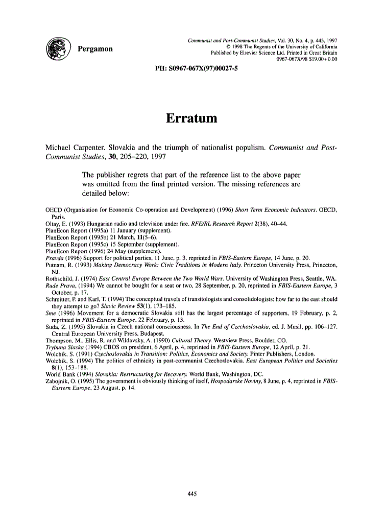 First page of Erratum