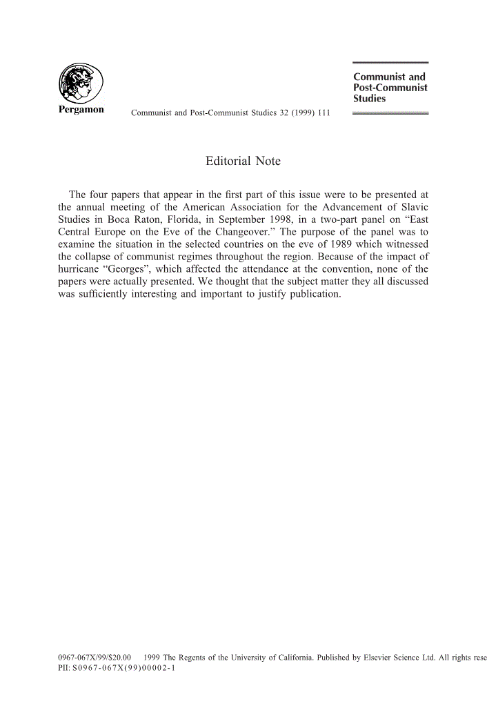 First page of Editorial Note